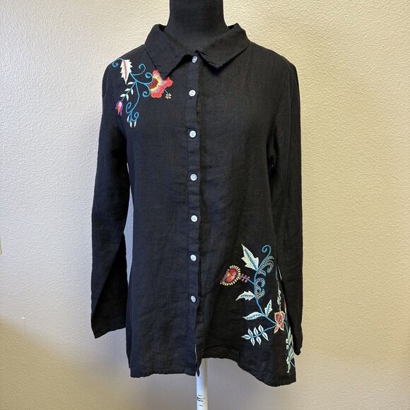 ANTHROPOLOGIE NWT Kyla Seo Small Linen Embroidered Lenni Tunic Blouse Boho - Picture 1 of 8